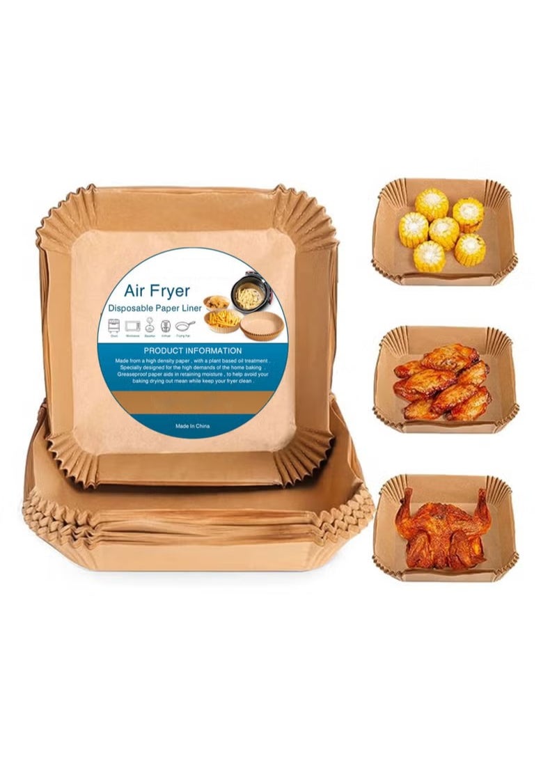 Captaintech 100pcs Air fryer paper food plate liner brown 20x20  - Image 3