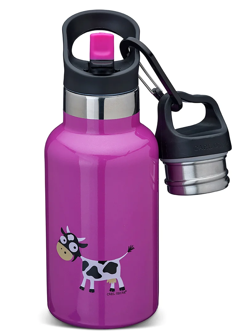 Carl Oscar BentoDisc & TEMPFlask  Combo Pack - Purple (Stainless steel Flask 0.5 L + Lunchbox  0.9L) Cow