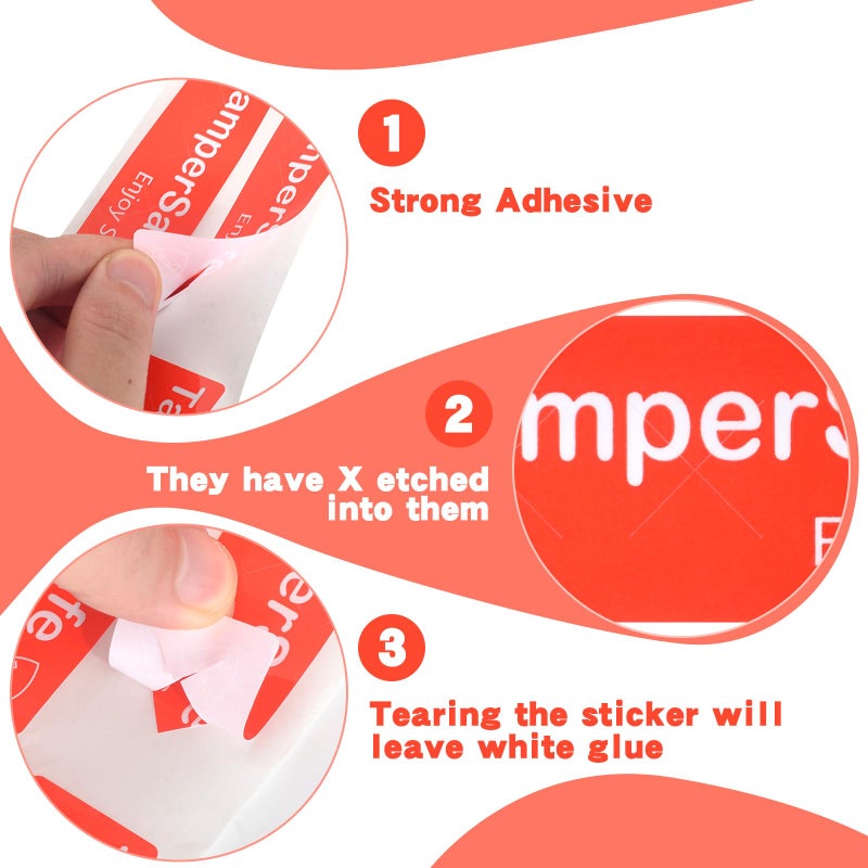 DLUGOPIS 500 Pieces Tamper Evident Label1* 3 Inch Food Delivery Stickers Temper Proof Tape Roll Safe Secure Tamper Evident Seals for Food Container Pizza Boxes (Red) - Image 3