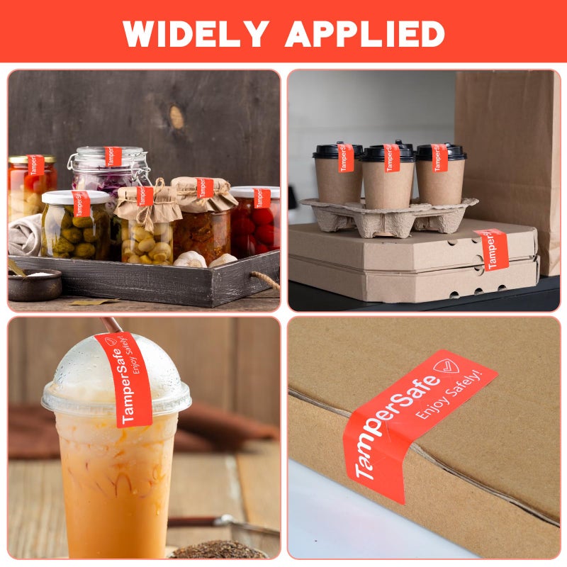 DLUGOPIS 500 Pieces Tamper Evident Label1* 3 Inch Food Delivery Stickers Temper Proof Tape Roll Safe Secure Tamper Evident Seals for Food Container Pizza Boxes (Red) - Image 4