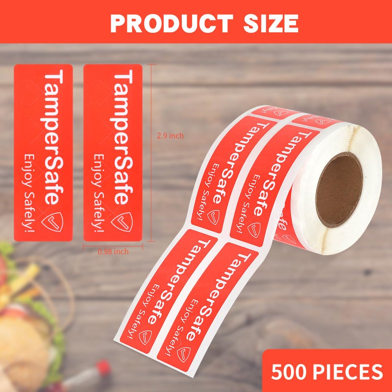 DLUGOPIS 500 Pieces Tamper Evident Label1* 3 Inch Food Delivery Stickers Temper Proof Tape Roll Safe Secure Tamper Evident Seals for Food Container Pizza Boxes (Red) - Image 2