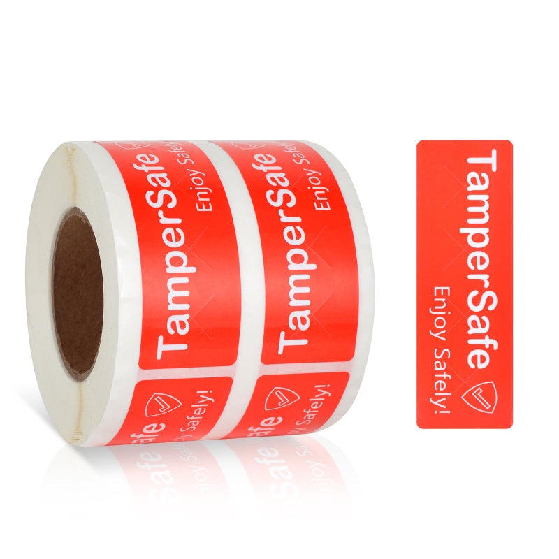 DLUGOPIS 500 Pieces Tamper Evident Label1* 3 Inch Food Delivery Stickers Temper Proof Tape Roll Safe Secure Tamper Evident Seals for Food Container Pizza Boxes (Red) - Image 1