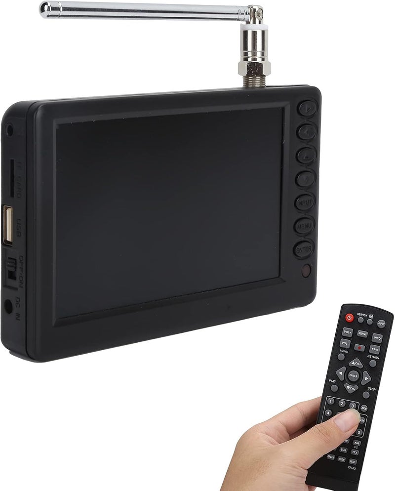 كلاراكو تلفزيون رقمي صغير ATSC مقاس 5 بوصات، تلفزيون رقمي عالي الدقة 1080P بتقنية TFT LED، تلفزيون جيب رقمي محمول قابل لإعادة الشحن، يدعم مدخل USB وبطاقة TF، مناسب للسيارة والتخييم والمطبخ - Image 1
