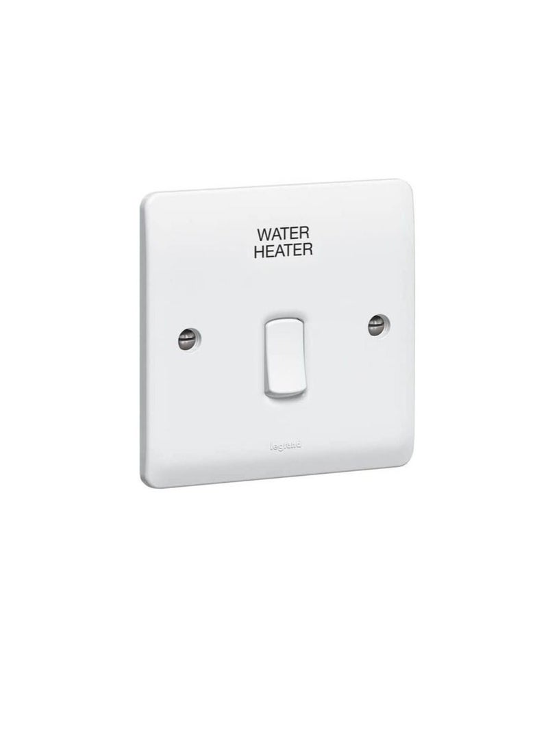 Legrand DOUBLE POLE SWITCH LEGRAND SYNERGY 730112 - DP ''WATER HEATER''+INDICATOR - 20A - 250V - WHITE - Image 1