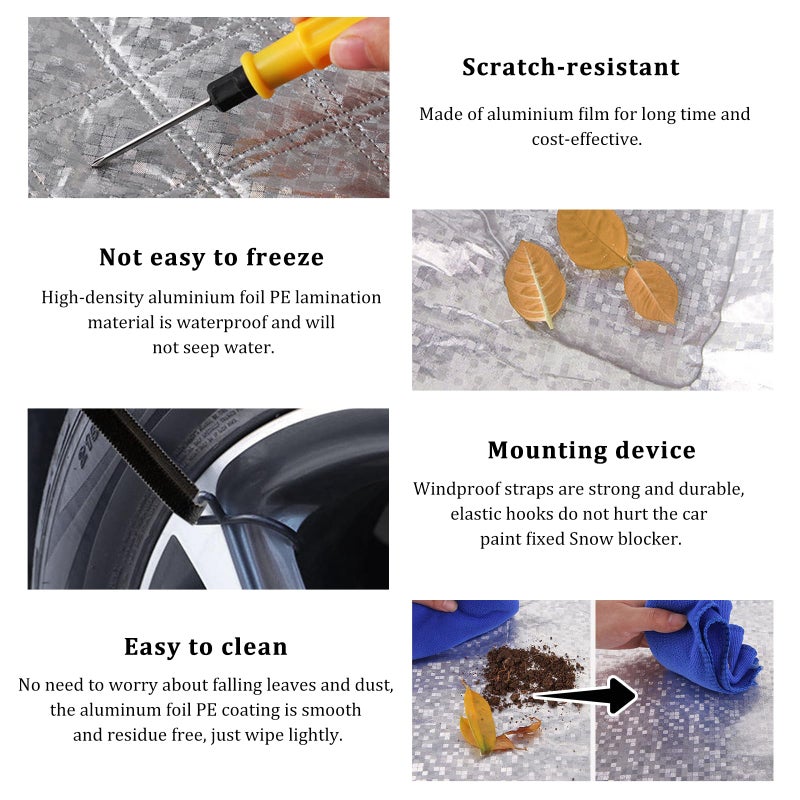 KVAEY Car Windshield Cover for Snow and Ice, Windshield Snow Shade and Sun Shield with Side Mirror Covers, Winter Front Windshield Protector for Ice Snow Frost, Car Accessories - Image 3
