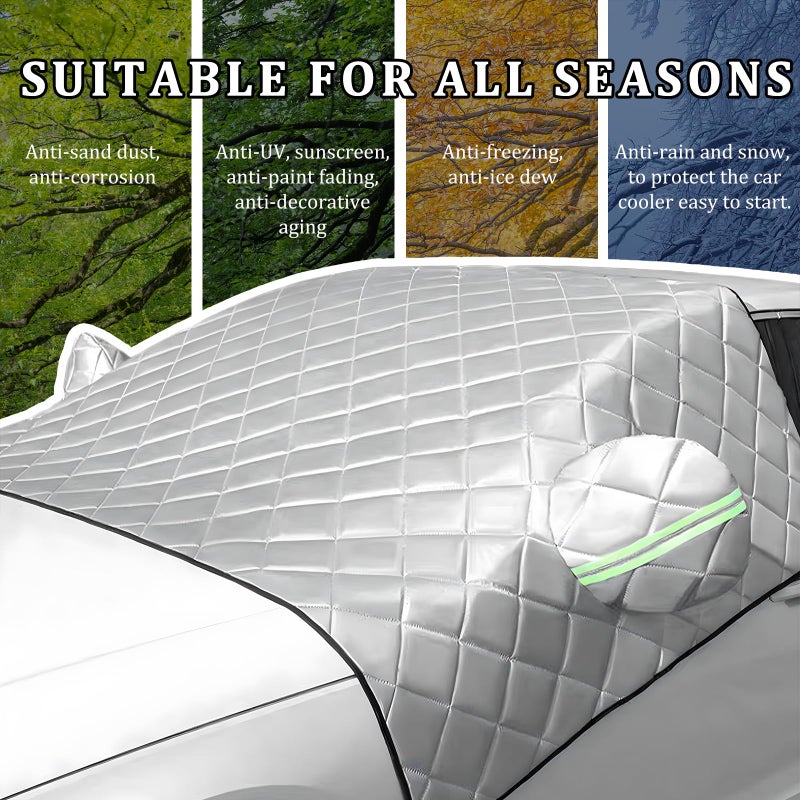 KVAEY Car Windshield Cover for Snow and Ice, Windshield Snow Shade and Sun Shield with Side Mirror Covers, Winter Front Windshield Protector for Ice Snow Frost, Car Accessories - Image 4