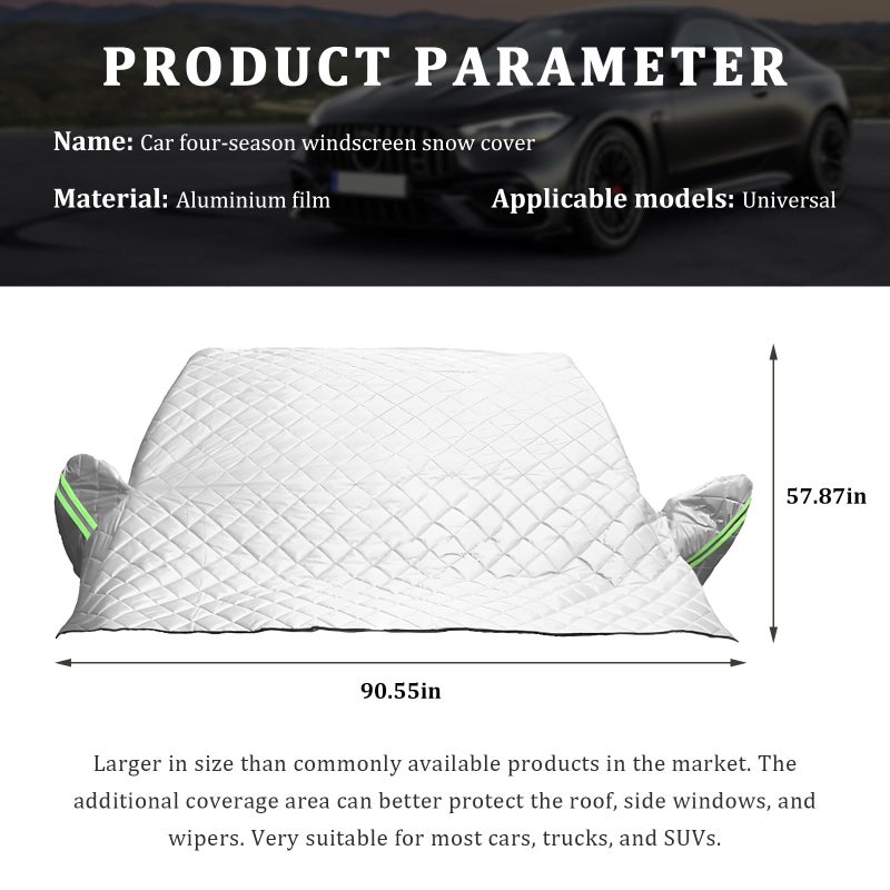 KVAEY Car Windshield Cover for Snow and Ice, Windshield Snow Shade and Sun Shield with Side Mirror Covers, Winter Front Windshield Protector for Ice Snow Frost, Car Accessories - Image 2