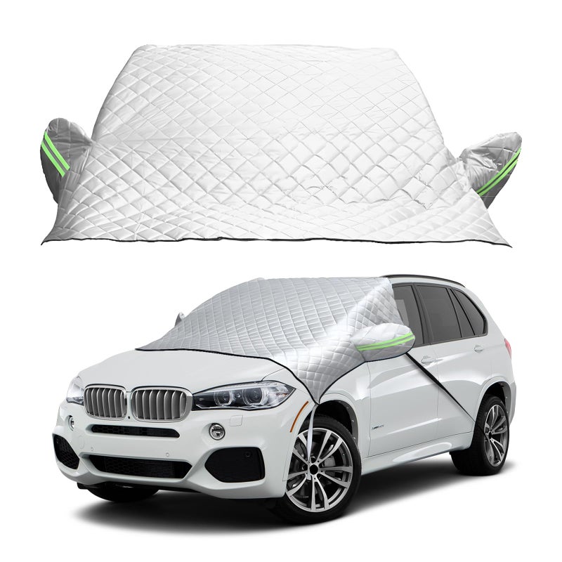 KVAEY Car Windshield Cover for Snow and Ice, Windshield Snow Shade and Sun Shield with Side Mirror Covers, Winter Front Windshield Protector for Ice Snow Frost, Car Accessories - Image 1