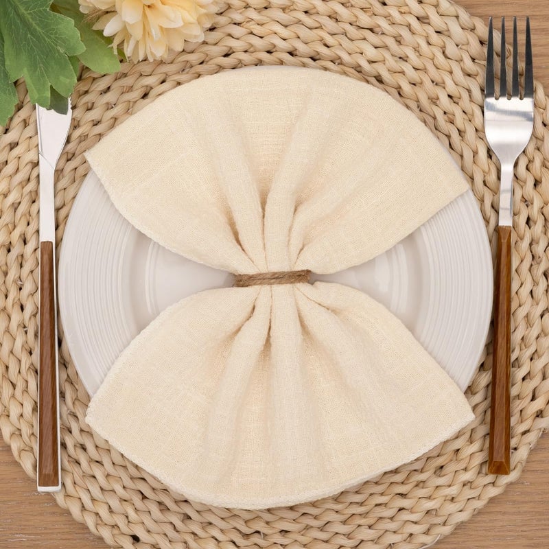 LINXTAR Cheesecloth Gauze Napkins 10 Pack 16x16 Inches Beige Bulk Handmade Vintage Cotton Cloth Napkins Events Decorative Rustic Soft Boho Dinner Napkins for Parties Wedding Everyday Use - Image 1