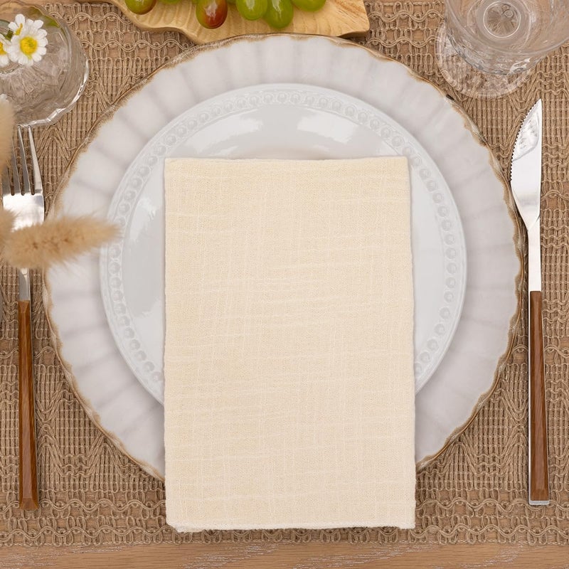 LINXTAR Cheesecloth Gauze Napkins 10 Pack 16x16 Inches Beige Bulk Handmade Vintage Cotton Cloth Napkins Events Decorative Rustic Soft Boho Dinner Napkins for Parties Wedding Everyday Use - Image 5