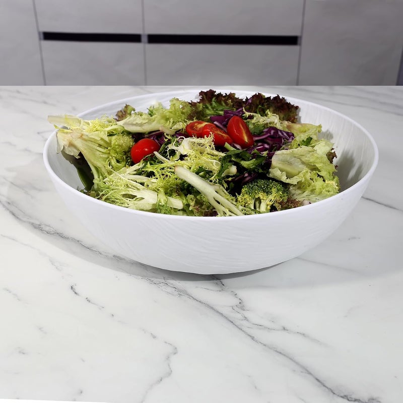 TP 12 Melamine Large Salad Bowl Set with Spoon and Fork Unbreakable Serving Mixing Bowl Set for Dinner  Service Indoor  Outdoor Use Dishwasher Safe White - Image 4