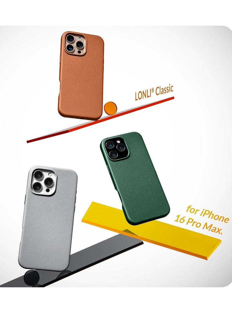 Raxoom Classic European Leather Phone Case for iPhone 16 Pro Max â€“ Dark Green, Smoothens & Softens Over Time, Compatible with MagSafe - Image 2