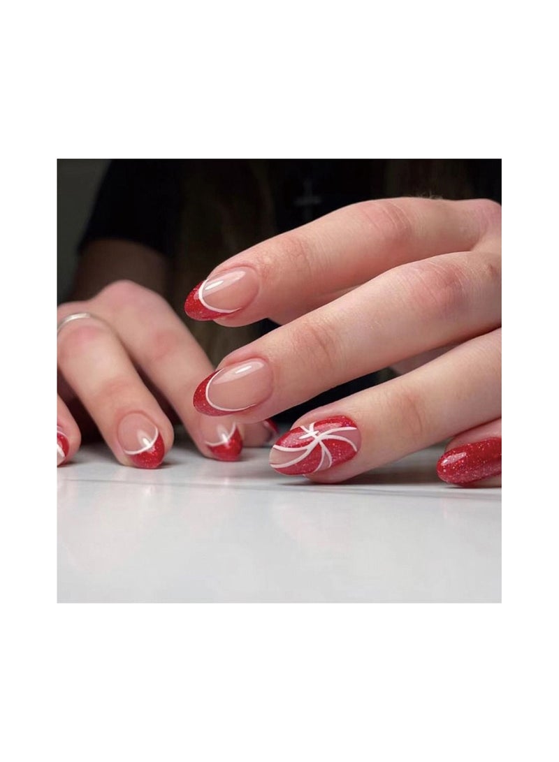 مجموعة أظافر صناعية من الأكريليك مكونة من 24 قطعة - Image 1