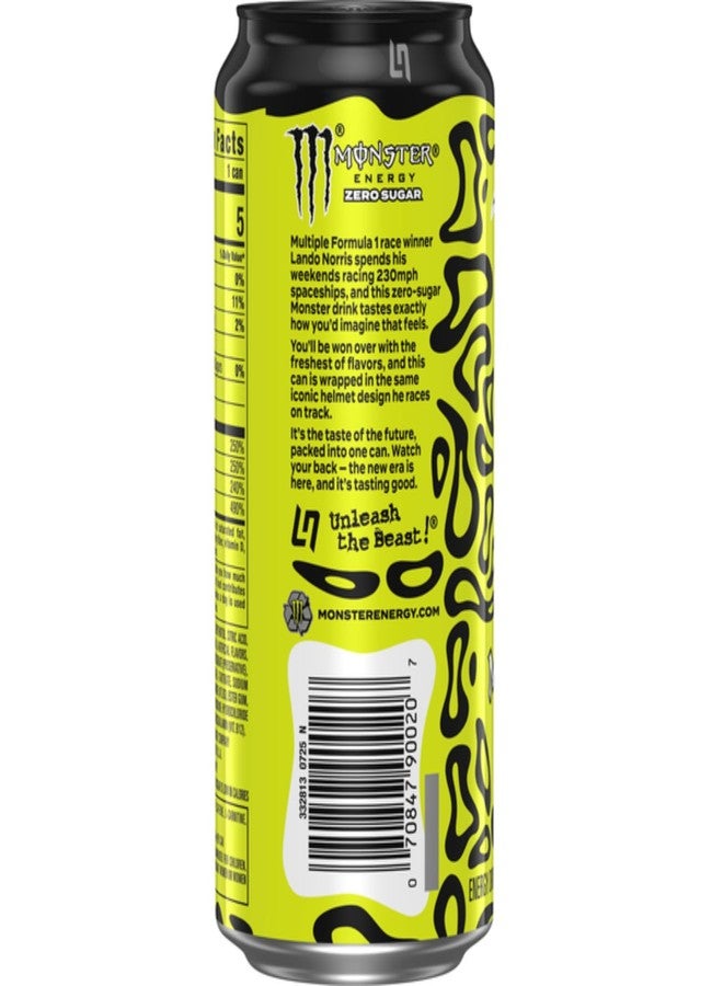 Monster Energy Lando Norris Edition Zero Sugar (Pack of 3) 500ml Each Can By COUGAR – Zero Sugar Energy Drink with Refreshing Taste, Carbonated Beverage with Caffeine & B Vitamins – Large Performance Drink for Workouts, Gaming & Long Days - (IMPORTED-UK) - Image 2