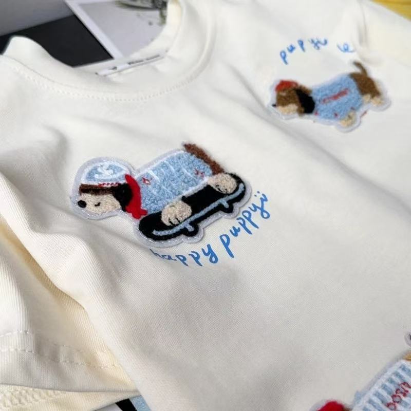[Stereo Cartoon] 25 Children'S Loose Korean Style Design Dachshund Dog T-Shirt Explosion All-Match Short Sleeve - Image 4
