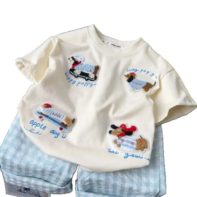 [Stereo Cartoon] 25 Children'S Loose Korean Style Design Dachshund Dog T-Shirt Explosion All-Match Short Sleeve - Image 5