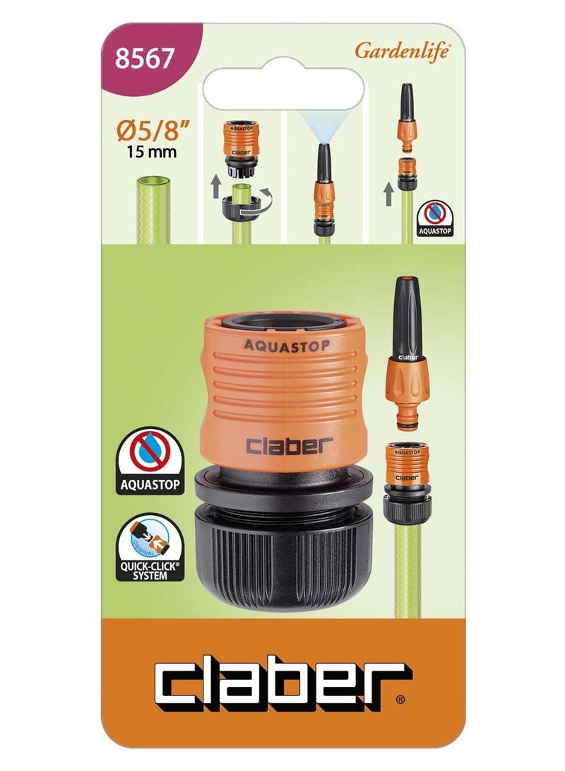 كلابر وصلة خرطوم مياه 15 ملم بنظام التوصيل السريع وميزة الإيقاف التلقائي – متوافقة مع معظم خراطيم الحدائق - Image 3