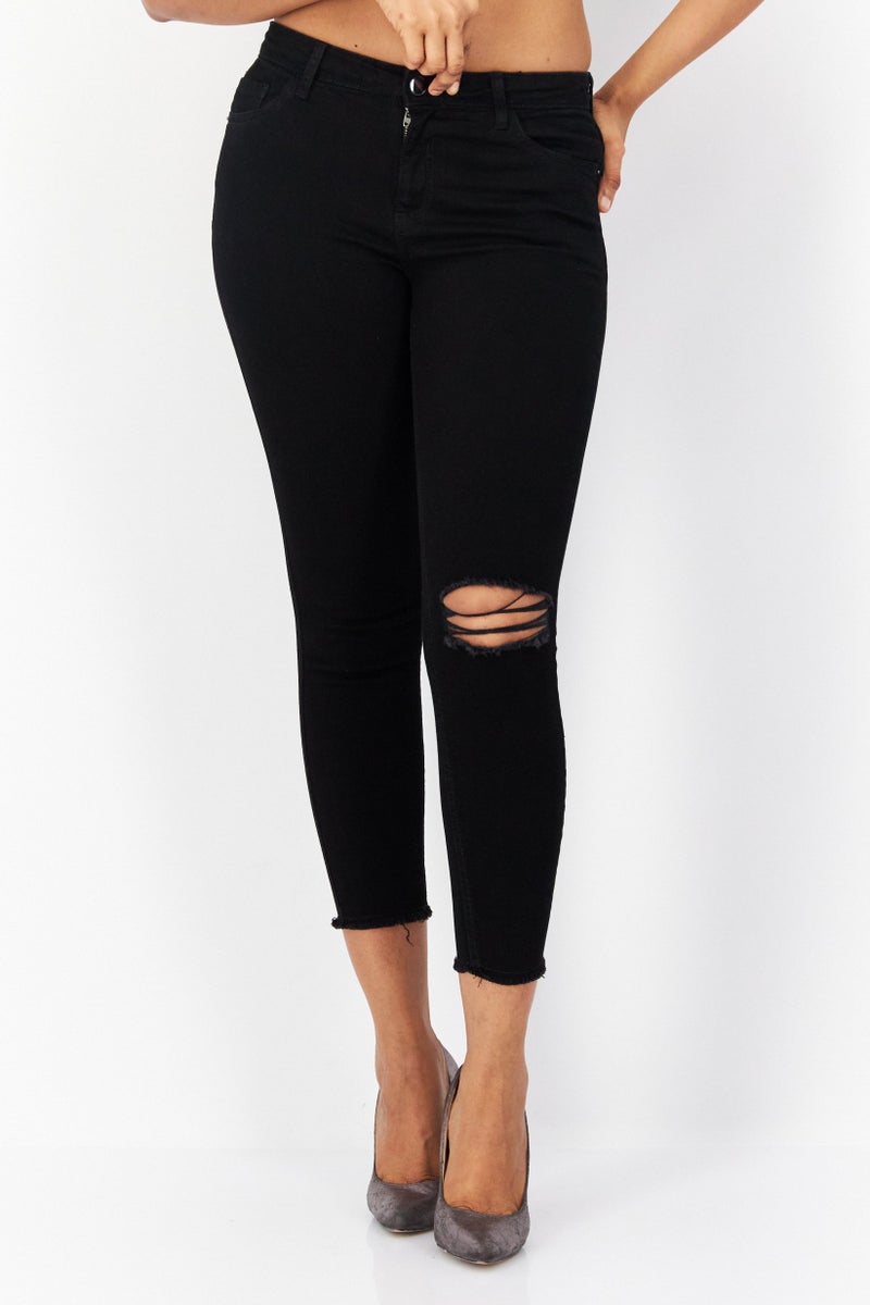 DOROTHY PERKINS Women Skinny Fit Dark Stretchable Denim, Black  - Image 1
