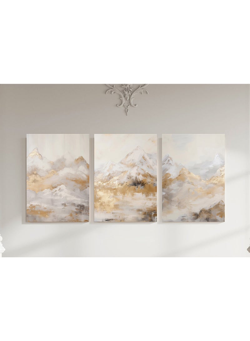 Modern abstract Wall Art – 3 Piece Set with Warm Earth Tones for Elegant Home Decor