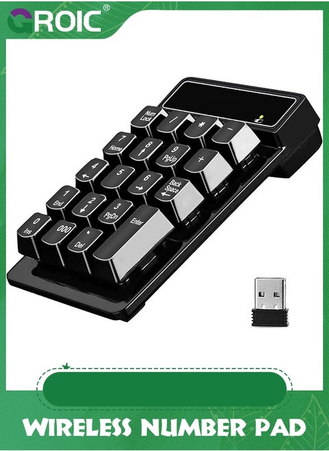 Wireless Number Pad Numpad Numeric Keypad for Laptops Computer Desktop, Portable Financial Accounting Mechanical Feel Keyboards 10 Key Keyboard Pads Compatible with Windows, macOS, Linux