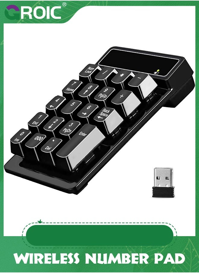 GROIC - Wireless Number Pad Numpad Numeric Keypad for Laptops Computer Desktop, Portable Financial Accounting Mechanical Feel Keyboards 10 Key Keyboard Pads Compatible with Windows, macOS, Linux - Image 1