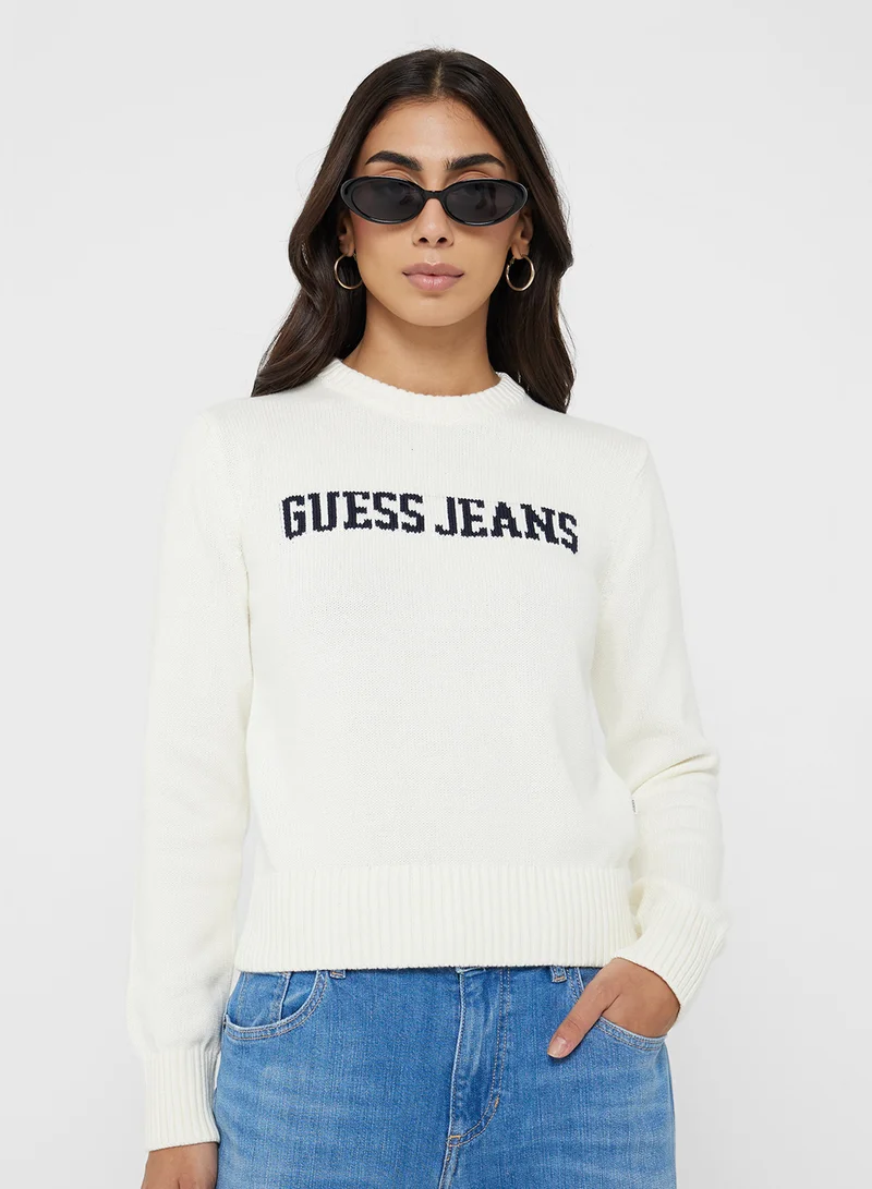 Guess Jeans Logo Detail Crew Neck Sweater