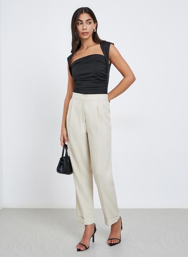 ستايلي بنطال بقصة باريل ضيقة مع طيات أمامية - Image 1