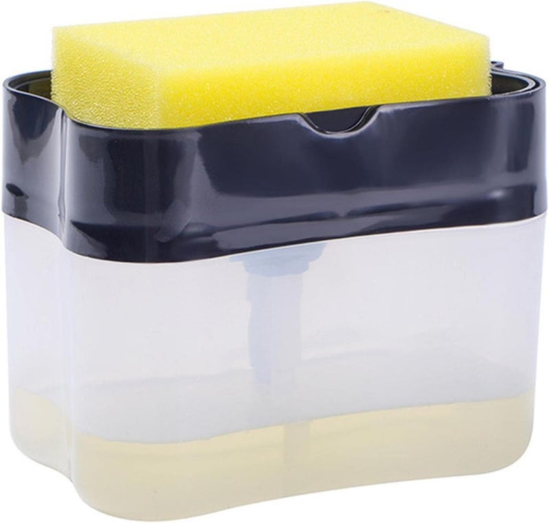 woobles Dish Soap Dispenser for Kitchen, Soap Dispenser and Sponge Holder 2 in 1,Press The Soap Box Kitchen Automatic Dispenser Detergent and Liquid Box Sponge (Dark Blue) - Image 1
