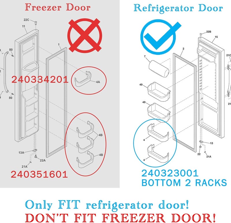 Monkemon 2 pack 240323001 Refrigerator Door Bin, Refrigerator Side Shelf Replacement Part, (15.95in long), Fit for frigidaire kenmore, Replace AP2115741, PS429724, AH429724, 240323007, (DON’T fit freezer door) - Image 4