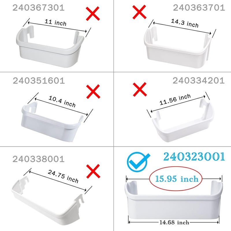 Monkemon 2 pack 240323001 Refrigerator Door Bin, Refrigerator Side Shelf Replacement Part, (15.95in long), Fit for frigidaire kenmore, Replace AP2115741, PS429724, AH429724, 240323007, (DON’T fit freezer door) - Image 3