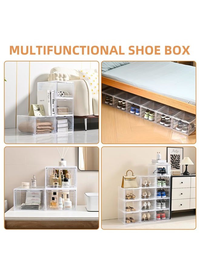 beehomay Large Shoe Boxes Clear Plastic Stackable，Drop Front Shoe Box with Clear Door, Shoe Containers For Sneaker Display,Fit up to US Size12 (clear, 12 pack) - Image 5