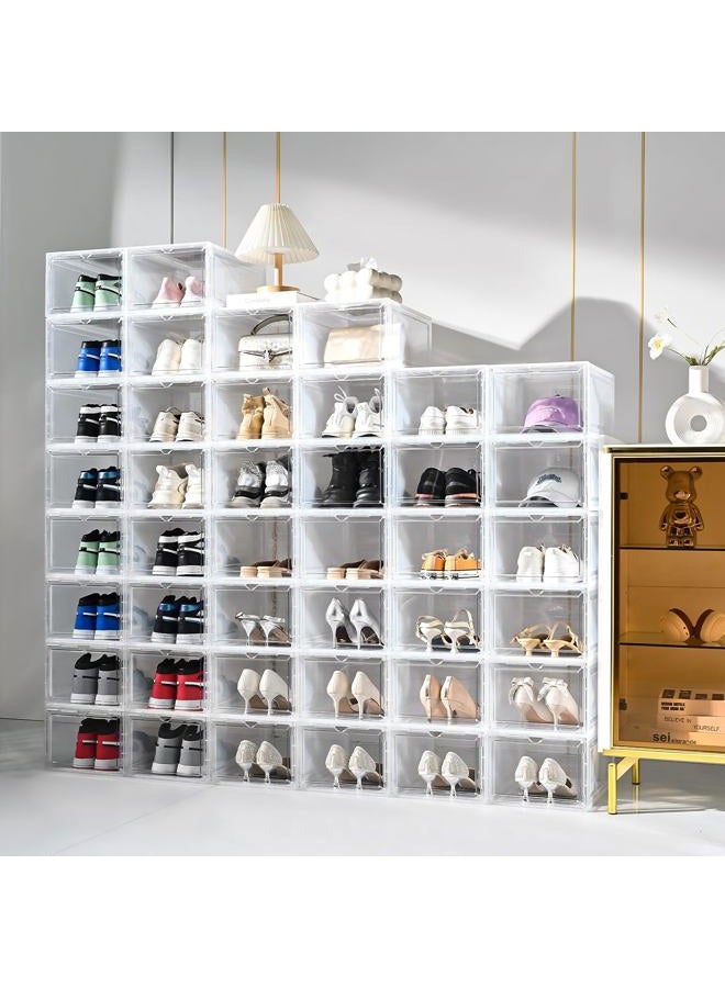 beehomay Large Shoe Boxes Clear Plastic Stackable，Drop Front Shoe Box with Clear Door, Shoe Containers For Sneaker Display,Fit up to US Size12 (clear, 12 pack) - Image 2