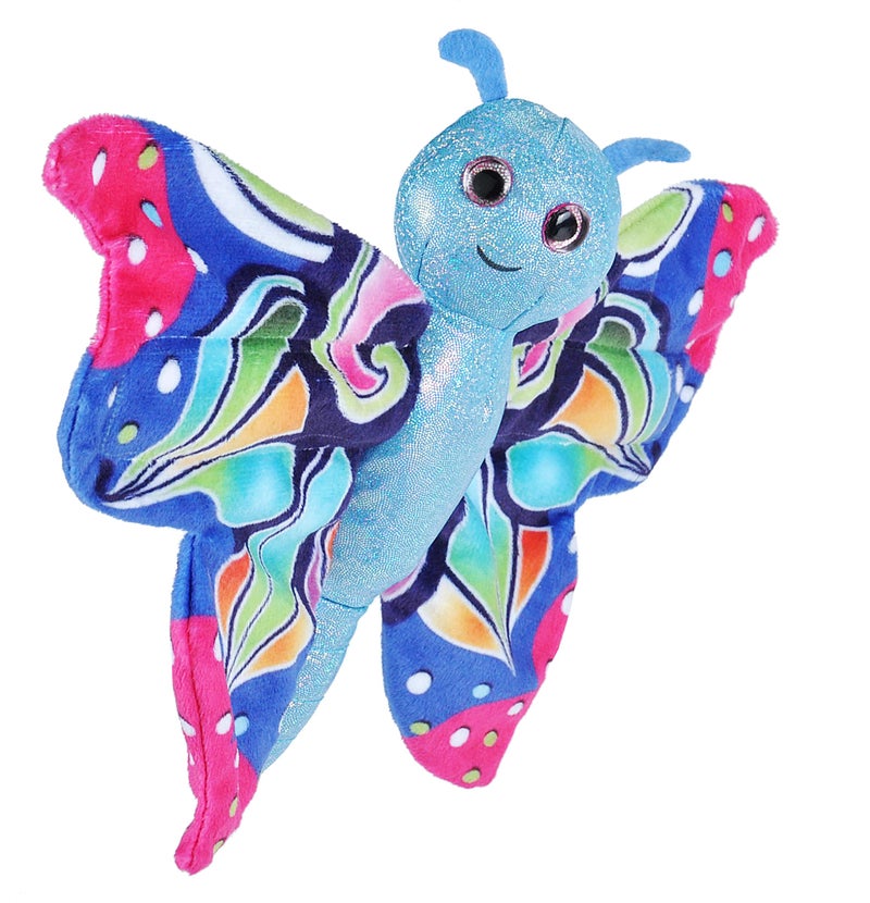 Wild Republic Huggers Butterfly Blue Plush Toy, Slap Bracelet, Stuffed Animal, Kids Toys, 8" - Image 1