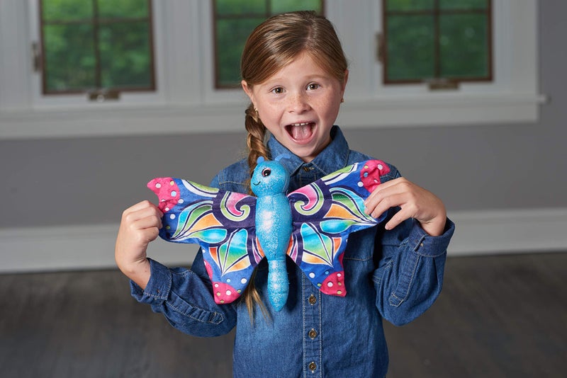 Wild Republic Huggers Butterfly Blue Plush Toy, Slap Bracelet, Stuffed Animal, Kids Toys, 8" - Image 2