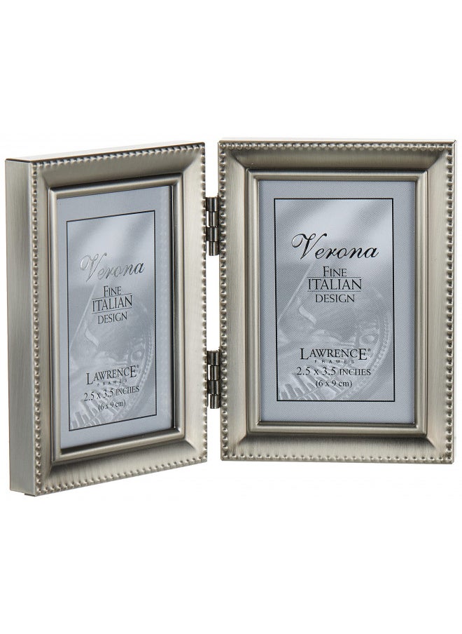 Lawrence Frames Lawrence Frames Bead Border Design, 2.5x3.5 Double, Pewter  - Image 2