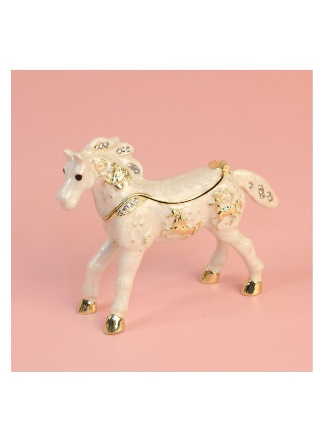 Beauenty Alloy enamel crafts jewelry box constellation pony Tianma home small ornaments gift/white - Image 1