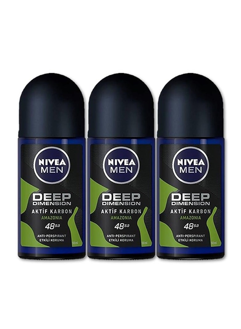 Nivea For Men Deodorant Roll On Dimension Anti Perspirant 48h Pack Of 3