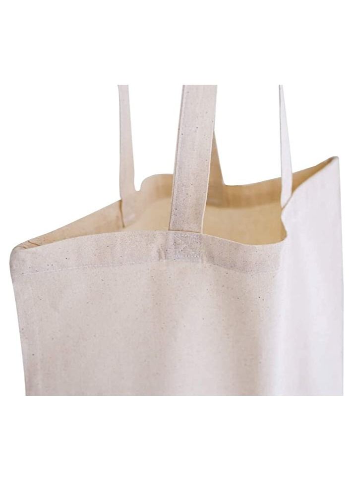Amber Home Amber Home Pack of 10 Eco Friendly Premium Quality Natural Cotton Canvas Tote Bag Shopping and Grocery Bag Reusable Large Cotton bag, DIY & Craft Bag Size 42x38cm - Image 4