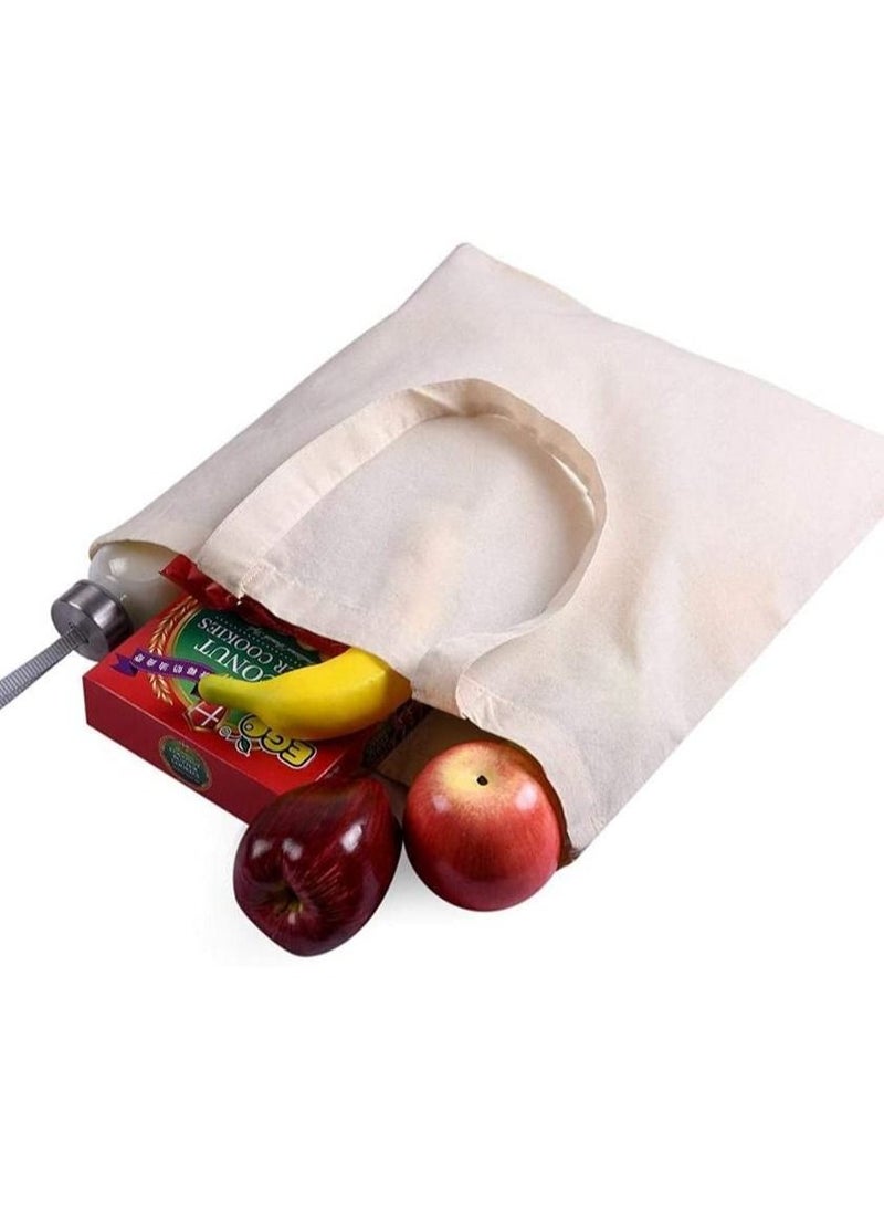 Amber Home Amber Home Pack of 10 Eco Friendly Premium Quality Natural Cotton Canvas Tote Bag Shopping and Grocery Bag Reusable Large Cotton bag, DIY & Craft Bag Size 42x38cm - Image 3