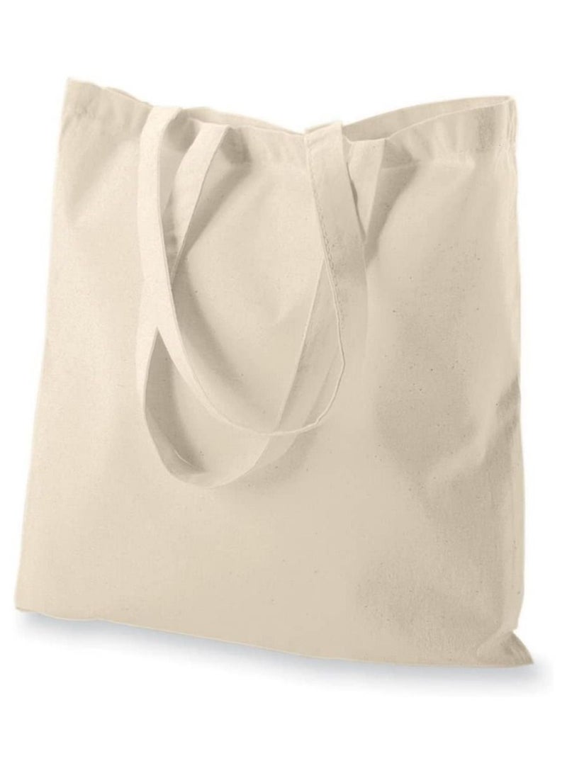 Amber Home Amber Home Pack of 10 Eco Friendly Premium Quality Natural Cotton Canvas Tote Bag Shopping and Grocery Bag Reusable Large Cotton bag, DIY & Craft Bag Size 42x38cm - Image 2