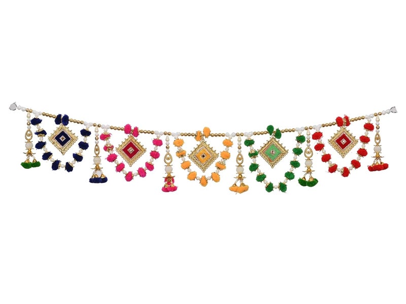 CraftVatika CraftVatika Diwali Special Toran for Door Diya Design Toranam for Diwali Decoration Color Toran for Pooja Room Bandarwal Pompom Bandhanwar Size 38 Inches x 6 Inches - Image 3