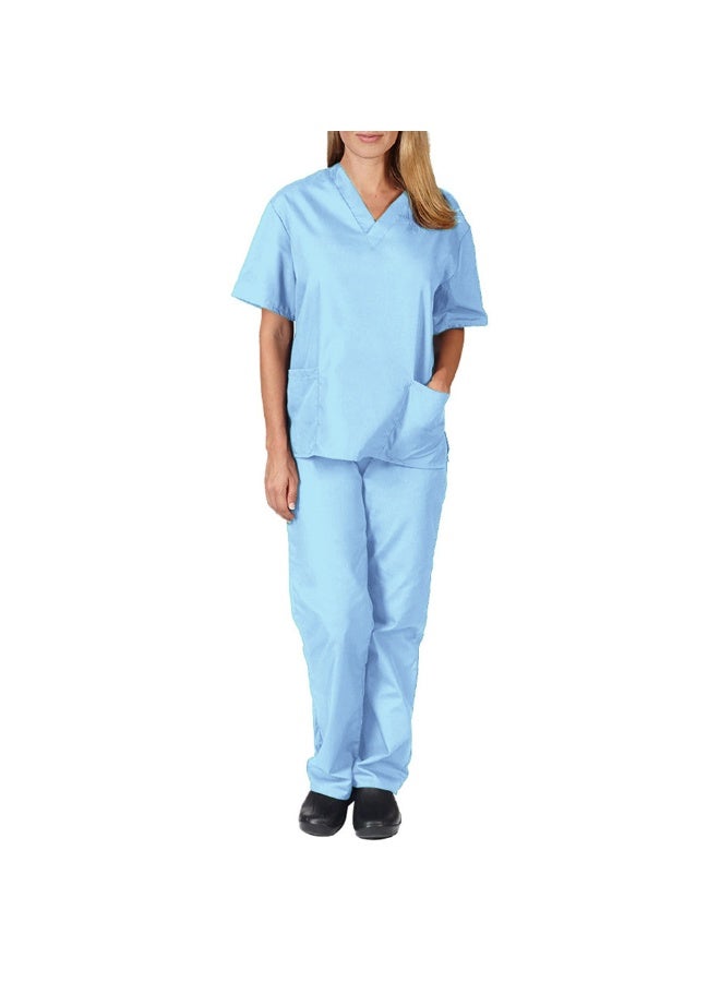 Loquat Womens Medical Scrubs Set Medical Uniform Set Light Blue - Image 1