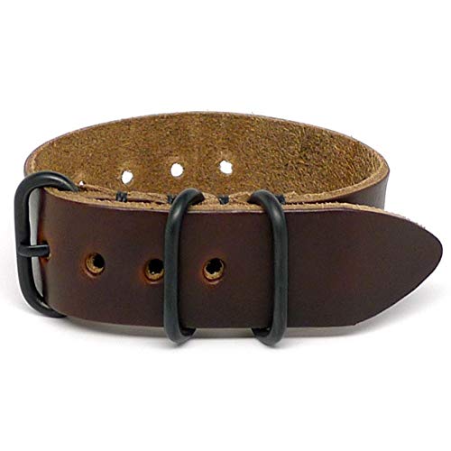 Da Luca 1 Piece Military Watch Strap - Brown Chromexcel (PVD Buckle) : 26mm - Image 1