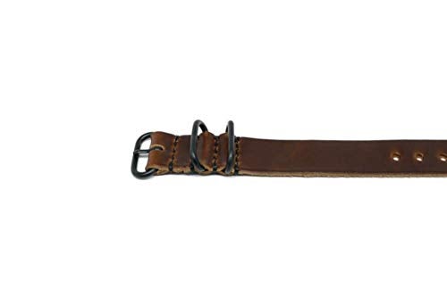 Da Luca 1 Piece Military Watch Strap - Brown Chromexcel (PVD Buckle) : 26mm - Image 4