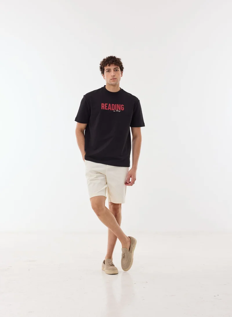 Ashita Fernandes  Axel Men’s Black Cotton Blend T-Shirt – Relaxed Fit Waist Length Slip-On Lightweight Casual Wear for Men | Best Price UAE