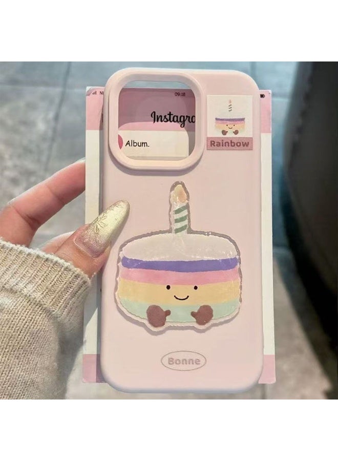 NIBEMINENT Strawberry Cake Protective TPU Case Cover For iPhone 15 Pro Max, Cherry Blossom Powder