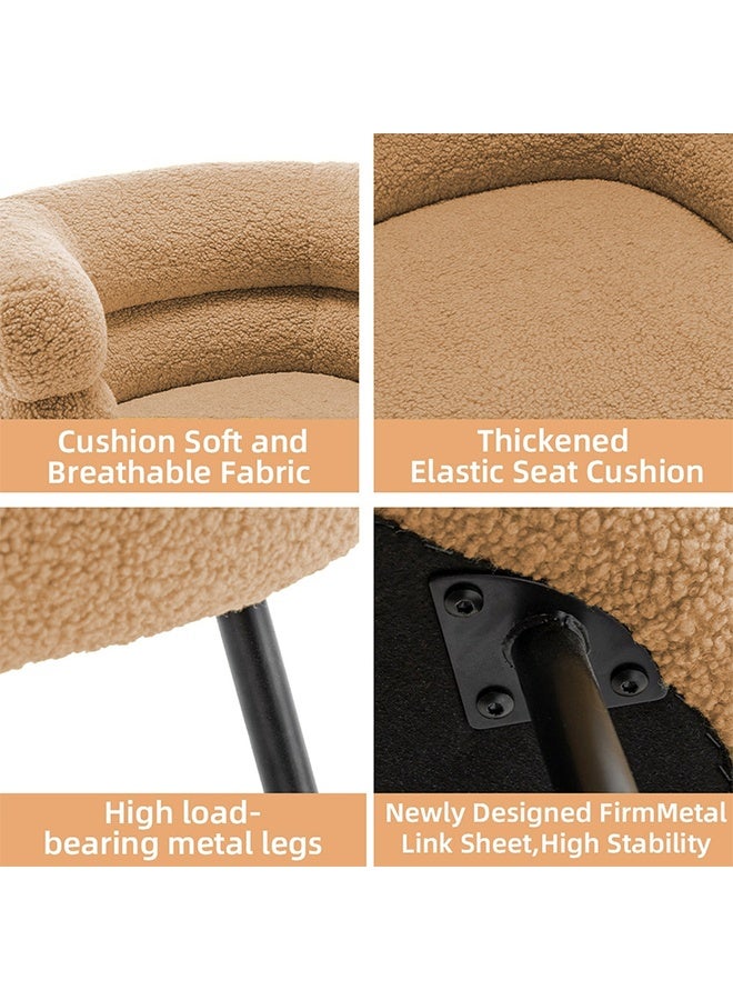 Taimi Stylish upholstered Boucle Fabric Chair with Arms, Comfortable Backrest and Metal Legs, Boucle Chair for Bedroom, Living Room and Office - Brown, 67x55x67cm  - Image 5