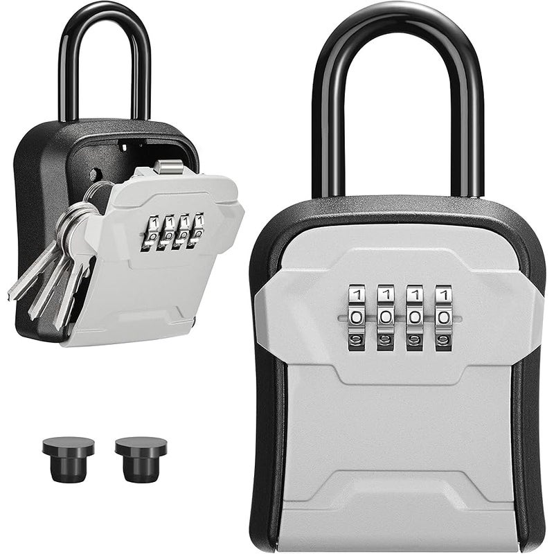 Arabest Lock Box, Key Lock Box Wall Mount & Portable Combination Lockbox with Resettable Code, Security Lockbox for Outside House Keys, Apartment Realtors Spare Keys Storage (1 Pack, Grey) - Image 1