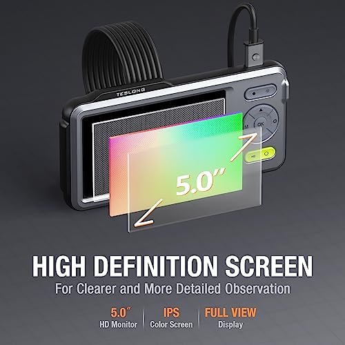 Teslong 5mm Dual Lens Inspection Camera, Teslong Borescope with LED Light, HD Industrial Endoscope, 5" IPS Screen, Waterproof Video Scope Camera, Flexible Cable for Home/Automotive/Pipe/Car/Wall(5FT) - Image 4