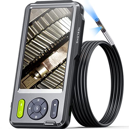 Teslong 5mm Dual Lens Inspection Camera, Teslong Borescope with LED Light, HD Industrial Endoscope, 5" IPS Screen, Waterproof Video Scope Camera, Flexible Cable for Home/Automotive/Pipe/Car/Wall(5FT) - Image 1
